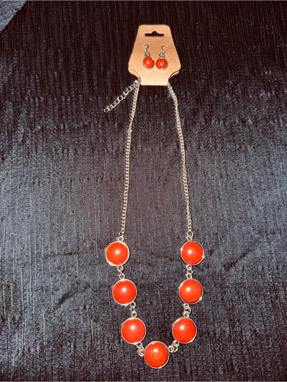 Red Statement Necklace and Earrings Set - Unbranded Women Jewelry